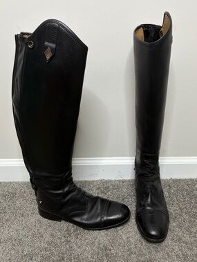 Black custom F.lli Fabbri tall riding feild boots equestrian horse riding